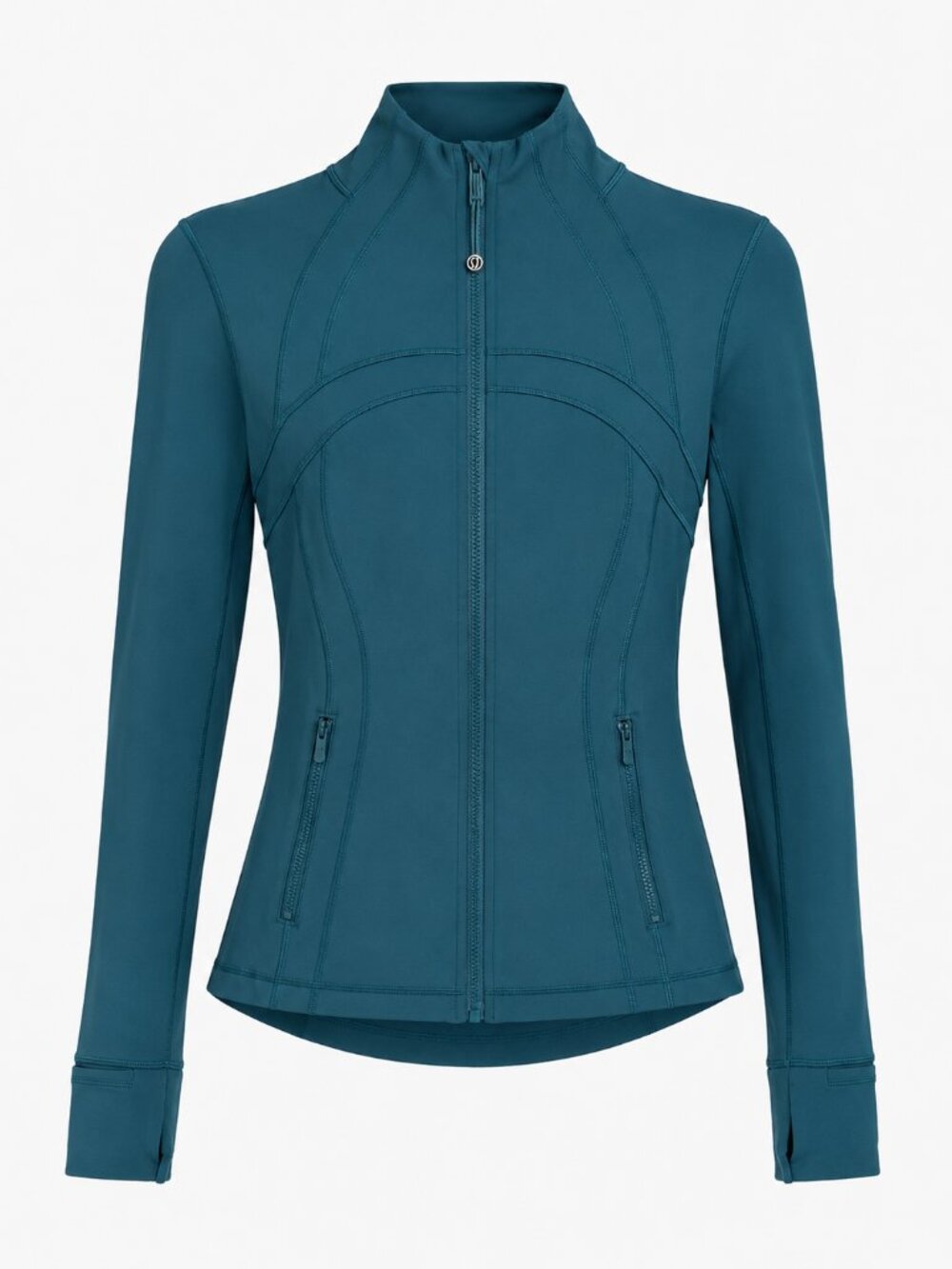 Lululemon Women's Full Zip Performance Jacket Size 6 Teal Thumbhole Running Yoga